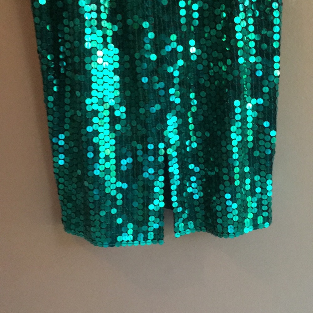 Oleg Cassini Vintage Sequin Gown - Green - Picture 5 of 7